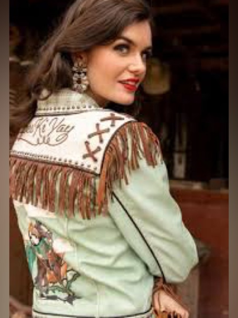 Double D Ranch Yippie Ki Yay Leather Biker Jacket embroidery studs RTL $1295 XL